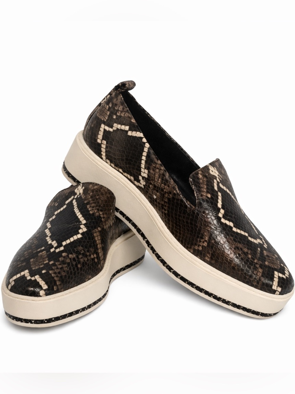 KARL LAGERFELD Loafers Brea Platform Snakeskin Leather Flatform Blk/Brn H1.75” 8